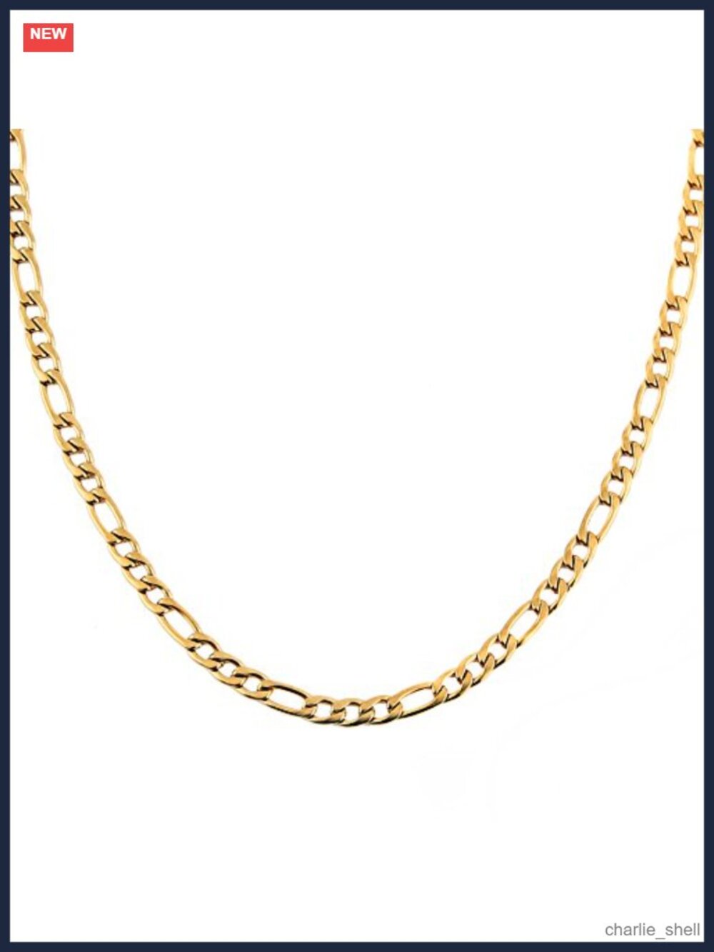 Figaro Chain Necklace 24k Gold Plated Stainless Steel Lobster Clasp Unisex
